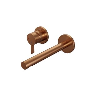 Brauer Copper Edition Wastafelmengkraan inbouw - rechte uitloop rechts - hendel middel dik - model E2 PVD - geborsteld koper 5-GK-083-S1-65