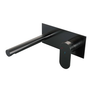 Brauer Gunmetal Edition Wastafelmengkraan inbouw - rechte uitloop links - hendel breed plat - afdekplaat - model C 1 - PVD - geborsteld gunmetal 5-GM-004-S3