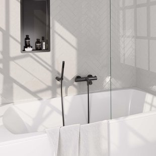 Brauer Gunmetal Edition Badkraan - douchegarnituur - handdouche staaf 1 stand - gladde knop - PVD - geborsteld gunmetal 5-GM-041-3