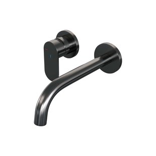 Brauer Gunmetal Edition Wastafelmengkraan inbouw - gebogen uitloop rechts - hendel breed plat - model C2 PVD - geborsteld gunmetal 5-GM-083-B3-65