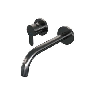 Brauer Gunmetal Edition Wastafelmengkraan inbouw - gebogen uitloop rechts - hendel plat smal - model D2 PVD - geborsteld gunmetal 5-GM-083-B4-65