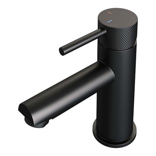 Brauer Black carving Wastafelmengkraan opbouw - laag - hendel lang smal carving - mat zwart 5-S-001-HD6