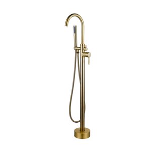 Fortifura Calvi vrijstaande badkraan 113cm met handdoucheset Geborsteld Messing PVD (Goud) SW720550