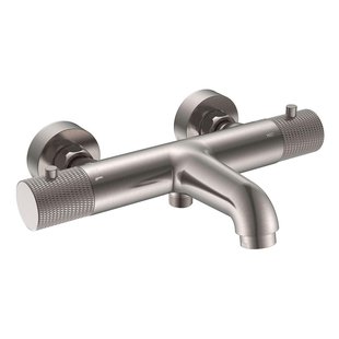 Wiesbaden Ribbd thermostatische badmengkraan hartafstand 15 cm geborsteld staal PVD 29.5361