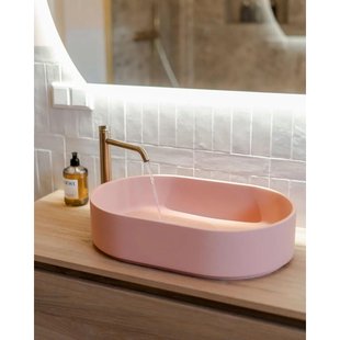 Arcqua Case waskom - 55x36cm - Ovaal - Cast marble Roze Mat WAS404680
