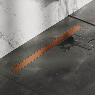 Brauer Douchegoot - 90x7.5cm - vloerflens - tegelinlegrooster omkeerbaar - RVS - geborsteld koper DR-MRF90GK