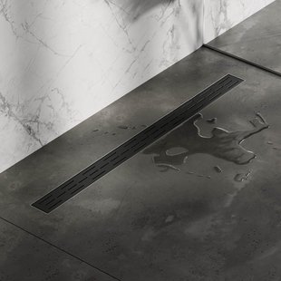 Brauer Douchegoot - 100x7.5cm - vloerflens - RVS - zwart DR-SRF100S