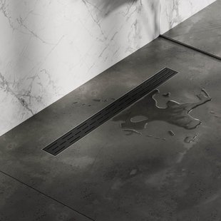 Brauer Douchegoot - 70x7.5cm - vloerflens - RVS - zwart DR-SRF70S