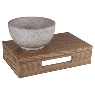 Differnz fonteinset - 40x21x10cm - Rechthoek - 0 kraangaten - grijs/fijn terazzo waskom - Hout bruin eiken SW642467 / SW794607