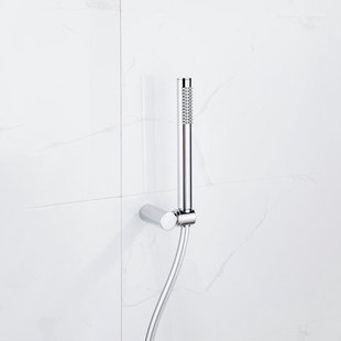 Fortifura Calvi Handdoucheset - 22.5cm - staaf - met houder - gladde slang - 150cm - chroom SW496810/SW720564/SW706209