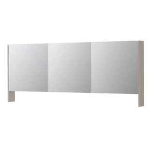 INK SPK3 Spiegelkast - 180x14x74cm - 3 deuren - dubbelzijdige Spiegel - open planchet - schakelaar en stopcontact - MDF lak Mat kasjmier grijs 1110429