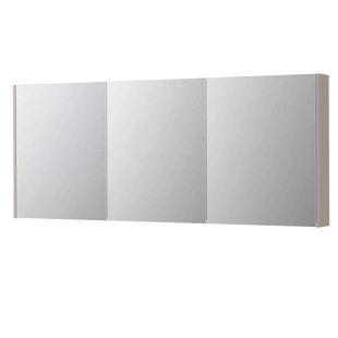 INK SPK2 Spiegelkast - 180x14x74cm - 3 deuren - dubbelzijdige Spiegel - schakelaar en stopcontact - MDF lak Mat kasjmier grijs 1105579