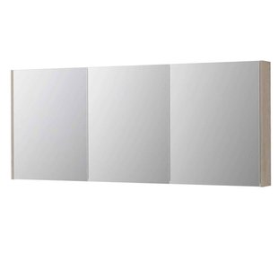 INK SPK2 Spiegelkast - 180x14x74cm - 3 deuren - dubbelzijdige Spiegel - schakelaar en stopcontact - MFC Ivoor eiken 1105580