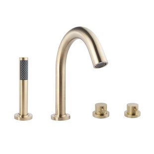 Wiesbaden Caral 4 gats badrandkraan thermostatisch inclusief inbouwdeel geborsteld messing SW440373 SW68919