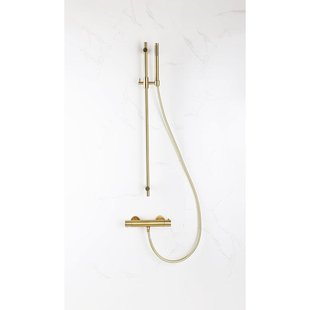 Fortifura Calvi douchekraan met glijstangset met staafhanddouche, gladde doucheslang Geborsteld Messing PVD (Goud) SW767490/SW720570/SW728176/SW720571