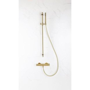 Fortifura Calvi douchekraan met glijstangset met staafhanddouche, metalen doucheslang Geborsteld Messing PVD (Goud) (goud) SW767490/SW720570/SW706206/SW720571