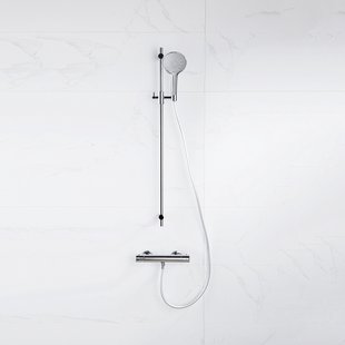 Fortifura Calvi douchekraan met glijstangset met ronde handdouche, gladde doucheslang chroom SW767487/SW496814/SW706209/SW377816