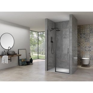 Van Rijn Products ST02 Nisdeur - 108x200cm - helder glas - dikte 6mm - incl. glasbehandeling - zwart mat ST02LP300110ZW