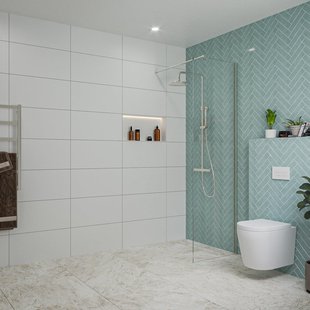 Fortifura Galeria inloopdouche - 60x200cm - helder glas - wandarm - Geborsteld RVS PVD (RVS) SW797912/SW797908