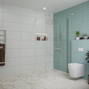 Fortifura Galeria inloopdouche - 100x200cm - helder glas - wandarm - Geborsteld RVS PVD (RVS) SW797915/SW797908