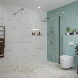 Fortifura Galeria inloopdouche - 180x200cm - helder glas - wandarm - Geborsteld Gunmetal PVD SW797920/SW797907