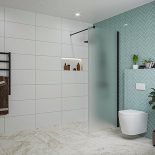 Fortifura Galeria inloopdouche - 80x200cm - mat glas - wandarm - mat zwart SW797925/SW797905