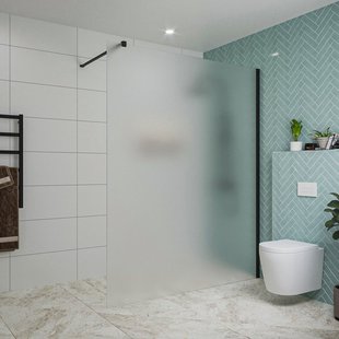 Fortifura Galeria inloopdouche - 160x200cm - mat glas - wandarm - mat zwart SW797932/SW797905