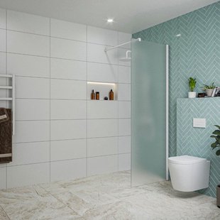 Fortifura Galeria inloopdouche - 70x200cm - mat glas - wandarm - mat wit SW797924/SW797906