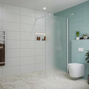 Fortifura Galeria inloopdouche - 100x200cm - mat glas - wandarm - mat wit SW797927/SW797906