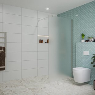 Fortifura Galeria inloopdouche - 100x200cm - mat glas - wandarm - Geborsteld RVS PVD (RVS) SW797927/SW797908