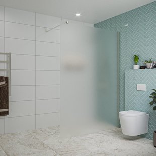 Fortifura Galeria inloopdouche - 140x200cm - mat glas - wandarm - Geborsteld RVS PVD (RVS) SW797937/SW797908