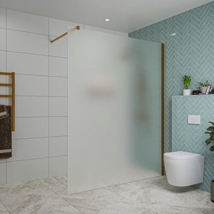 Fortifura Galeria inloopdouche - 160x200cm - mat glas - wandarm - Geborsteld koper PVD (Koper) SW797932/SW876702