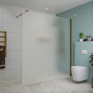 Fortifura Galeria inloopdouche - 180x200cm - mat glas - wandarm - Geborsteld koper PVD (Koper) SW797933/SW876702