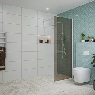 Fortifura Galeria inloopdouche - 80x200cm - rookglas - wandarm - mat wit SW797939/SW797906