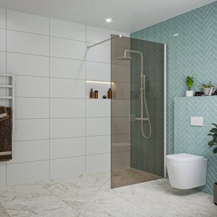 Fortifura Galeria inloopdouche - 100x200cm - rookglas - wandarm - mat wit SW797940/SW797906