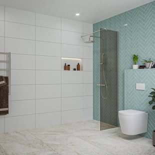 Fortifura Galeria inloopdouche - 50x200cm - rookglas - wandarm - Geborsteld RVS PVD (RVS) SW797936/SW797908