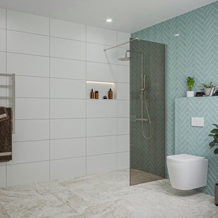 Fortifura Galeria inloopdouche - 70x200cm - rookglas - wandarm - Geborsteld RVS PVD (RVS) SW797941/SW797908