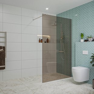 Fortifura Galeria inloopdouche - 120x200cm - rookglas - wandarm - Geborsteld RVS PVD (RVS) SW797944/SW797908