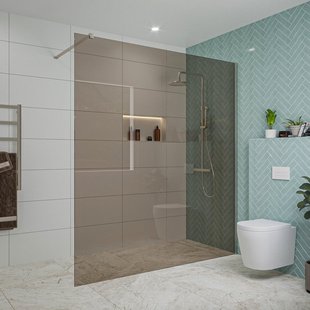 Fortifura Galeria inloopdouche - 180x200cm - rookglas - wandarm - Geborsteld RVS PVD (RVS) SW797943/SW797908