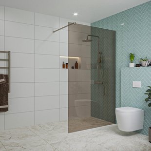 Fortifura Galeria inloopdouche - 120x200cm - rookglas - wandarm - Geborsteld Gunmetal PVD SW797944/SW797907