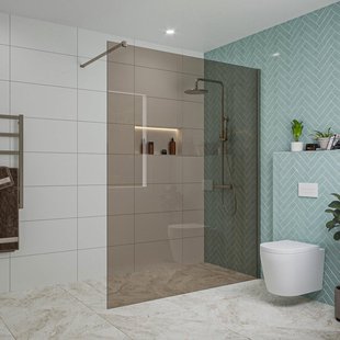 Fortifura Galeria inloopdouche - 160x200cm - rookglas - wandarm - Geborsteld Gunmetal PVD SW797942/SW797907