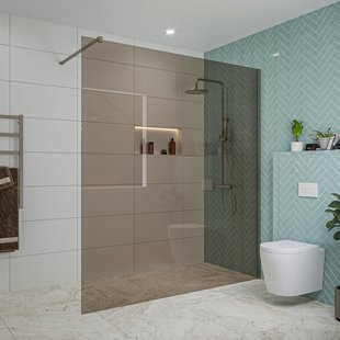 Fortifura Galeria inloopdouche - 180x200cm - rookglas - wandarm - Geborsteld Gunmetal PVD SW797943/SW797907