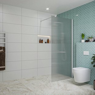 Fortifura Galeria inloopdouche - 90x200cm - ribbelglas - wandarm - mat wit SW797951/SW797906