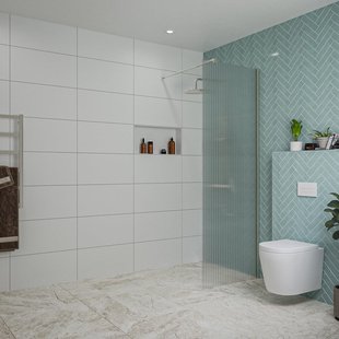 Fortifura Galeria inloopdouche - 70x200cm - ribbelglas - wandarm - Geborsteld RVS PVD (RVS) SW797949/SW797908