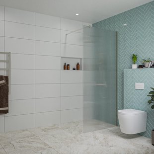 Fortifura Galeria inloopdouche - 90x200cm - ribbelglas - wandarm - Geborsteld RVS PVD (RVS) SW797951/SW797908