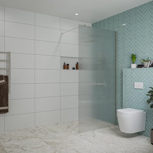 Fortifura Galeria inloopdouche - 100x200cm - ribbelglas - wandarm - Geborsteld RVS PVD (RVS) SW797955/SW797908