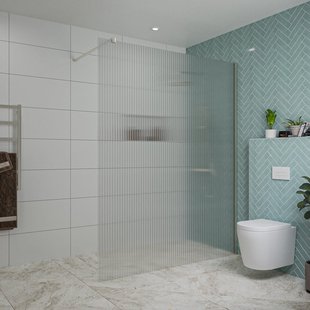 Fortifura Galeria inloopdouche - 160x200cm - ribbelglas - wandarm - Geborsteld RVS PVD (RVS) SW797956/SW797908