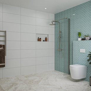 Fortifura Galeria inloopdouche - 30x200cm - ribbelglas - wandarm - Geborsteld Gunmetal PVD SW797945/SW797907