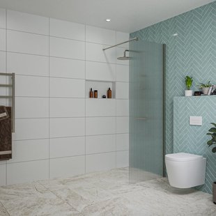 Fortifura Galeria inloopdouche - 70x200cm - ribbelglas - wandarm - Geborsteld Gunmetal PVD SW797949/SW797907