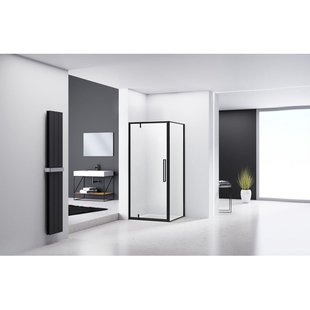 Van Rijn Products ST04 Hoekcabine - 90x100x200cm - helder glas - dikte 6mm - zwart ST0415090100KP